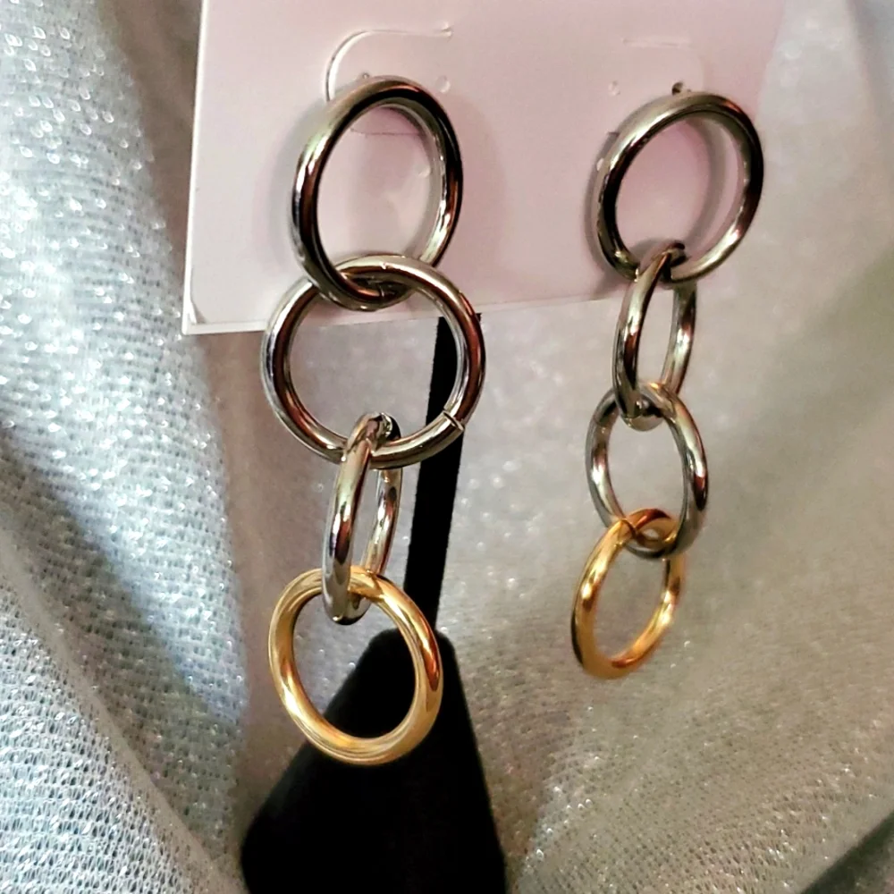 Silver Tone with‎ Gold Tone Earrings